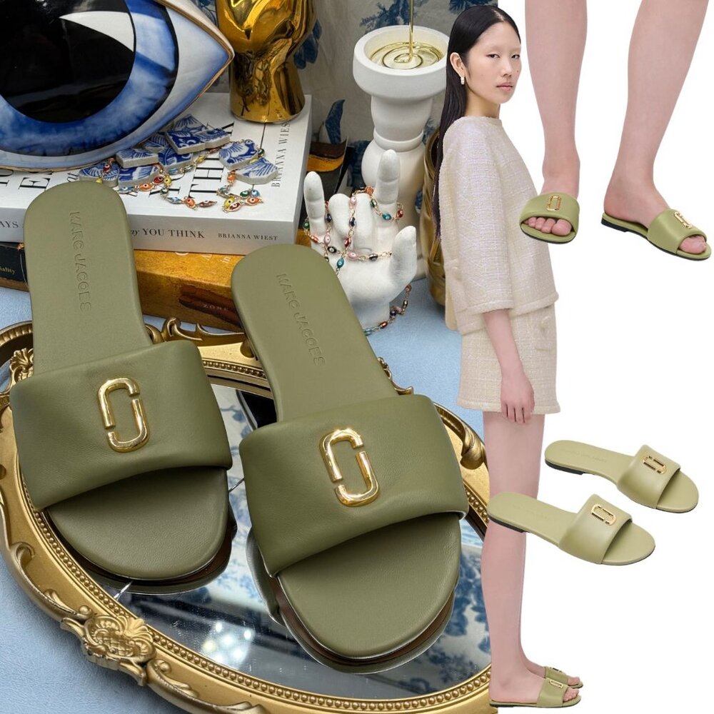 🆕 MARC JACOBS 🧿 NWOB The Snapshot Slide, Reed Green - Sz 38 US 8